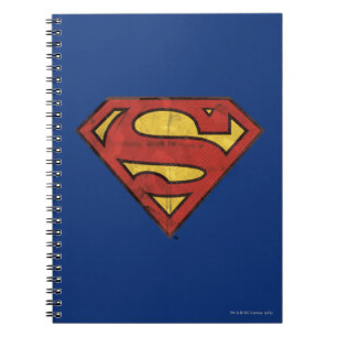 Superman S-Shield   Grunge Black Outline Logo Notebook