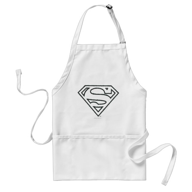 Superman S-Shield | Grunge Black Outline Logo Standard Apron (Front)