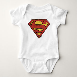 Superman S-Shield   Grunge Logo Baby Bodysuit