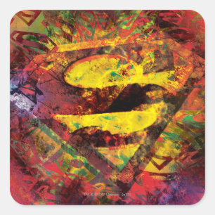Superman S-Shield   Grunge Logo Square Sticker