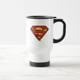 Superman S-Shield   Grunge Logo Travel Mug