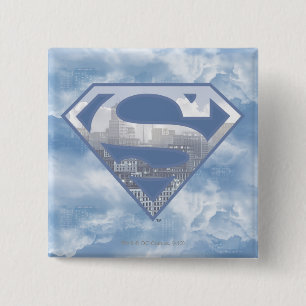 Superman S-Shield Light Blue City Logo 15 Cm Square Badge