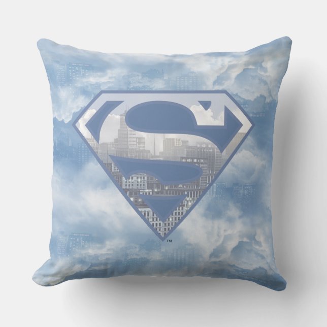 Superman S-Shield | Light Blue City Logo Cushion (Front)