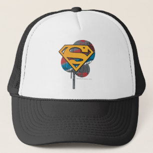Superman S-Shield   Orange with Paint Trucker Hat