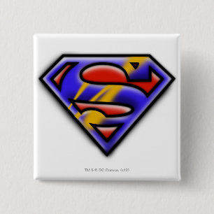 Superman S-Shield   Purple Airbrush Logo 15 Cm Square Badge