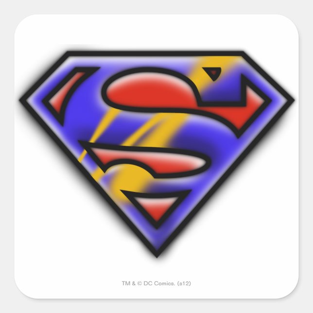 Superman S-Shield | Purple Airbrush Logo Square Sticker (Front)
