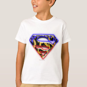 Superman S-Shield   Purple-Red Graffiti Logo T-Shirt