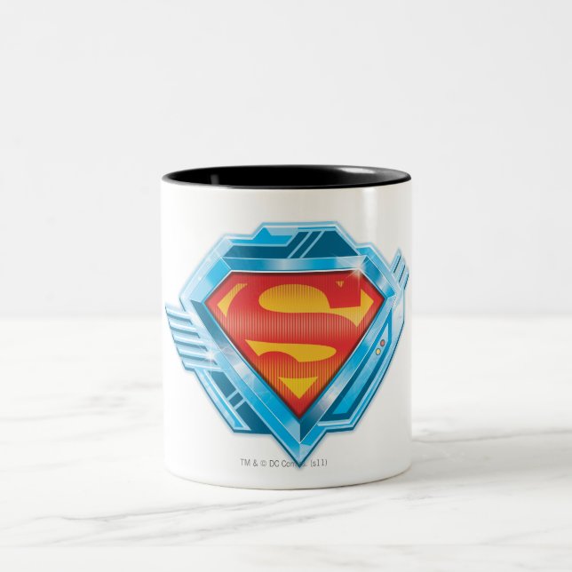 Superman S-Shield | Red and Blue Metal Logo Two-Tone Coffee Mug (Center)