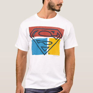 Superman S-Shield   Red Blue Yellow Block Logo T-Shirt