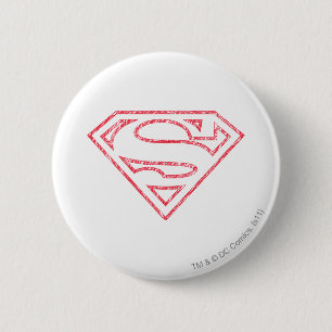 Superman S-Shield   Red Outline Logo 6 Cm Round Badge