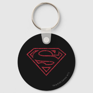Superman S-Shield   Red Outline Logo Key Ring