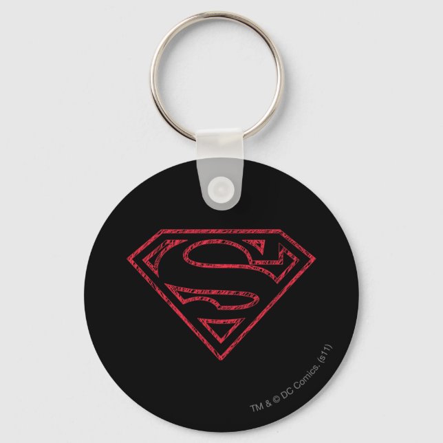 Superman S-Shield | Red Outline Logo Key Ring (Front)
