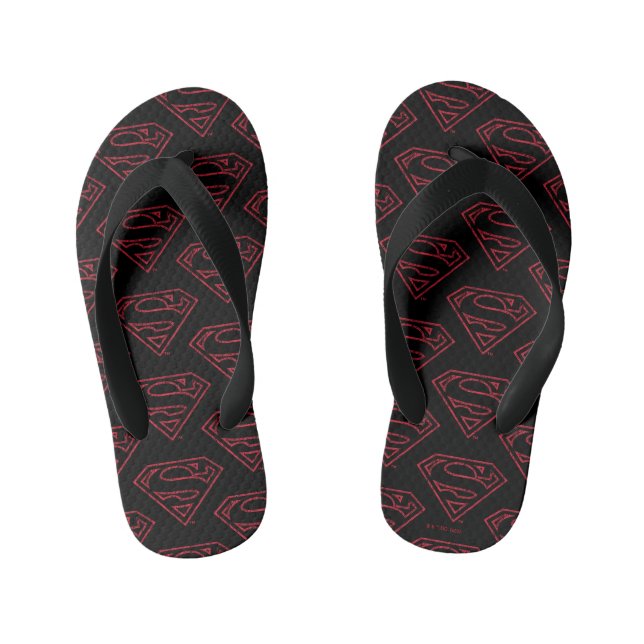 Superman S-Shield | Red Outline Logo Kid's Thongs (Footbed)