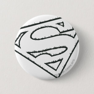 Superman S-Shield   Sideways Grunge Logo 6 Cm Round Badge