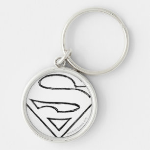 Superman S-Shield   Simple Black Outline Logo Key Ring