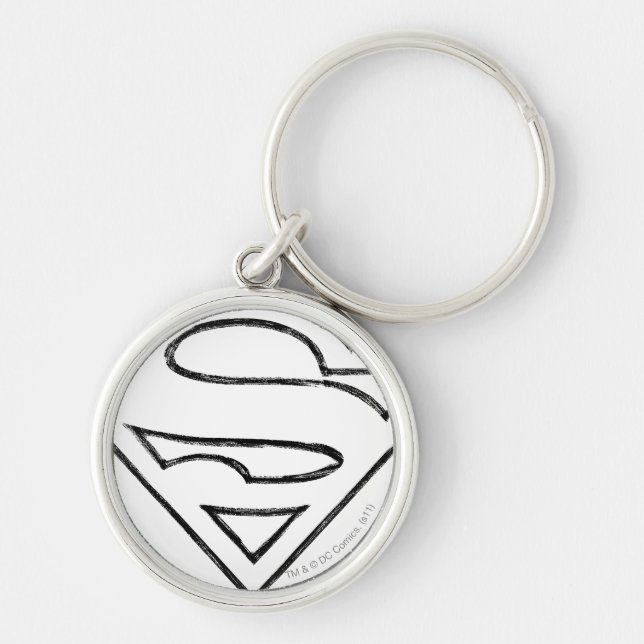 Superman S-Shield | Simple Black Outline Logo Key Ring (Front)