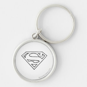 Superman S-Shield   Simple Black Outline Logo Key Ring