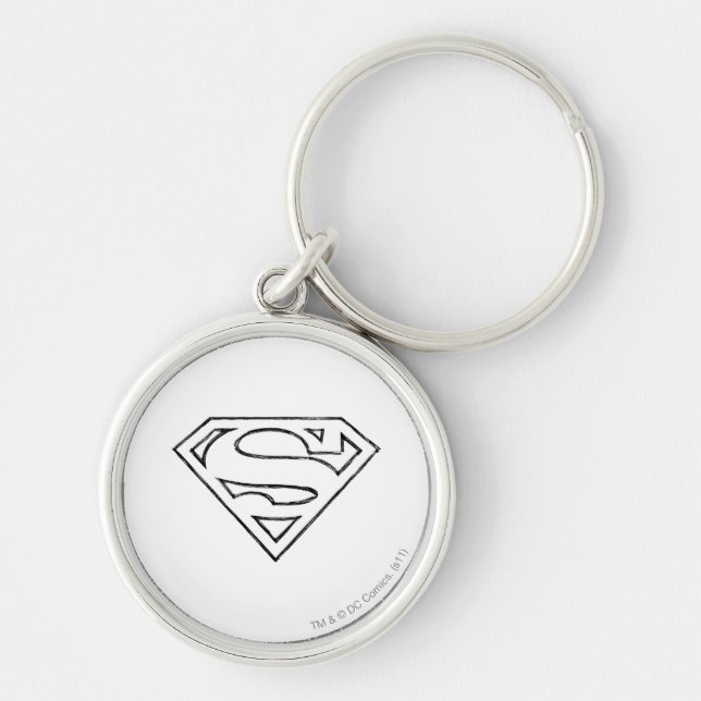 Superman S-Shield | Simple Black Outline Logo Key Ring (Front)