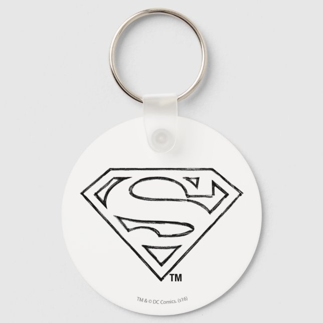 Superman S-Shield | Simple Black Outline Logo Key Ring (Front)