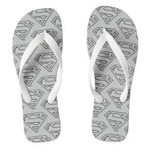 Superman S-Shield   Simple Black Outline Logo Thongs