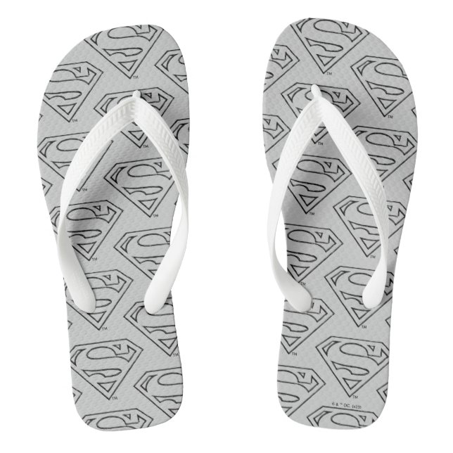 Superman S-Shield | Simple Black Outline Logo Thongs (Footbed)