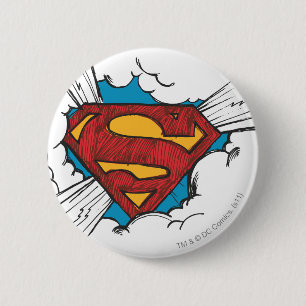 Superman S-Shield   Within Clouds Logo 6 Cm Round Badge