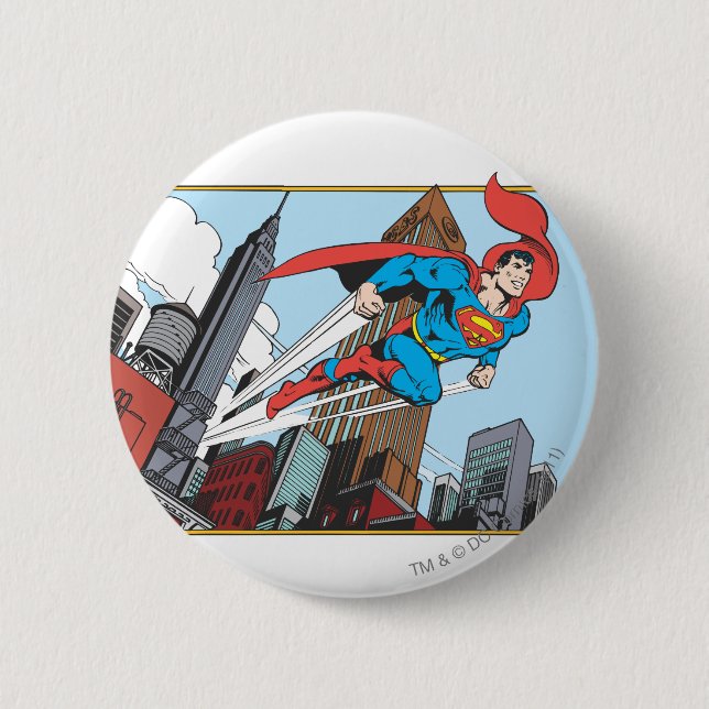 Superman & Skyscrapers 6 Cm Round Badge (Front)