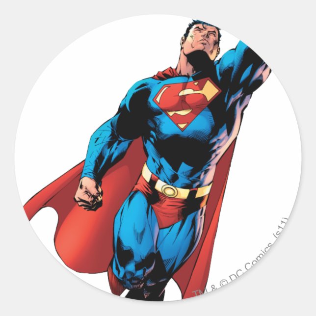 Superman Soars Classic Round Sticker (Front)