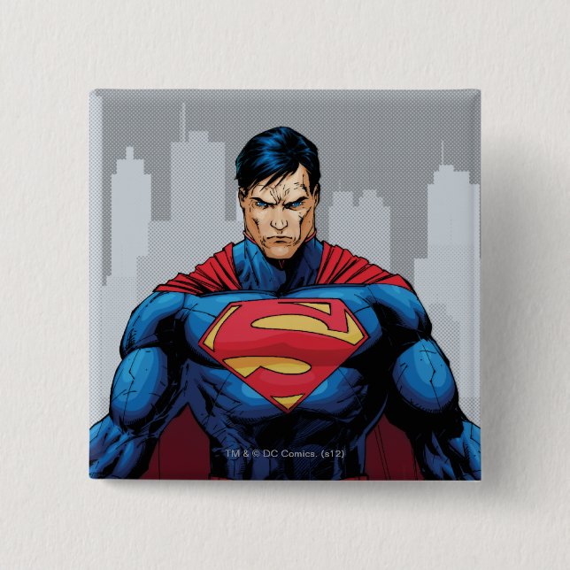 Superman Standing 15 Cm Square Badge (Front)