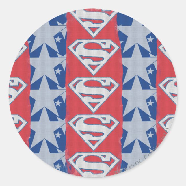 Superman Stars and Logo Classic Round Sticker (Front)