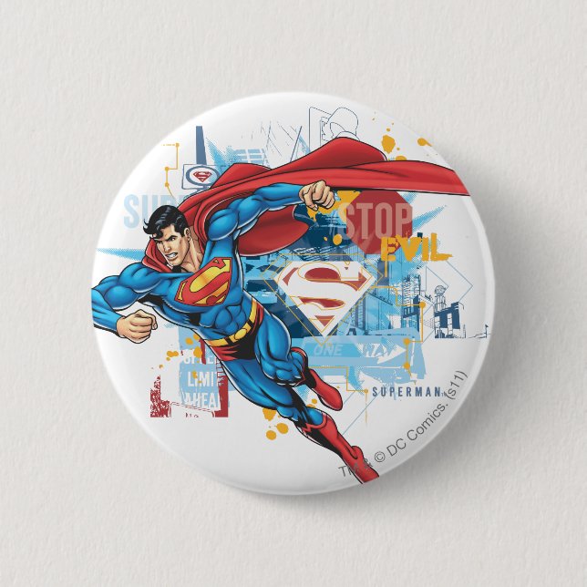 Superman - Stop Evil 6 Cm Round Badge (Front)
