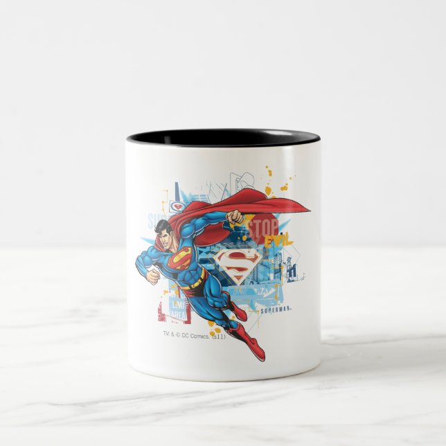 Superman - Stop Evil Two-Tone Coffee Mug (Center)