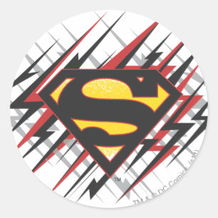 Superman Stylised   Black and Red Strikes Logo Classic Round Sticker