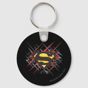Superman Stylised   Black and Red Strikes Logo Key Ring