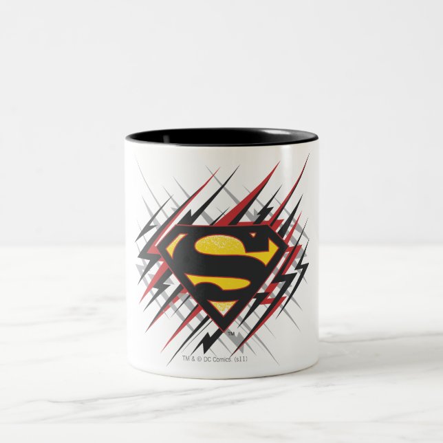 Superman Stylised | Black and Red Strikes Logo Two-Tone Coffee Mug (Center)