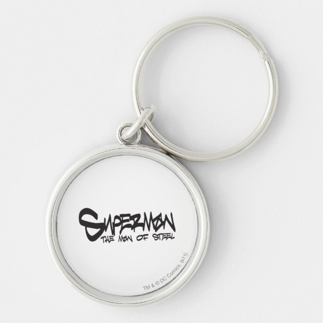 Superman Stylised | Black Letters Graffiti Logo Key Ring (Front)
