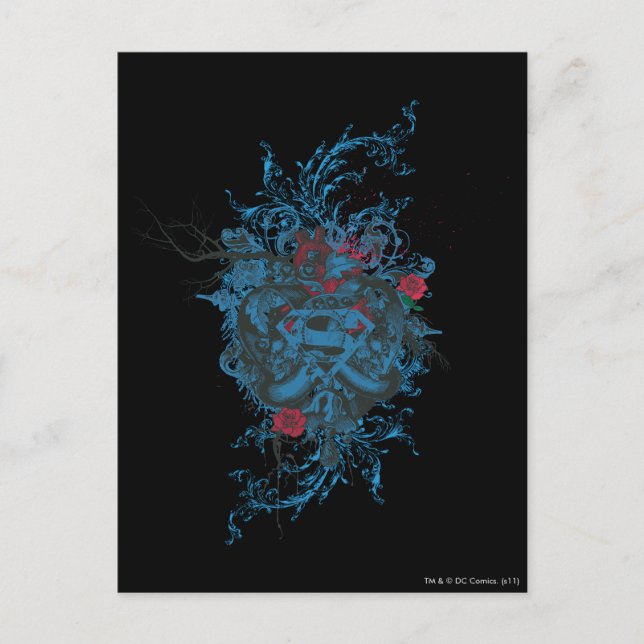 Superman Stylised | Blue Heart Red Logo Postcard (Front)