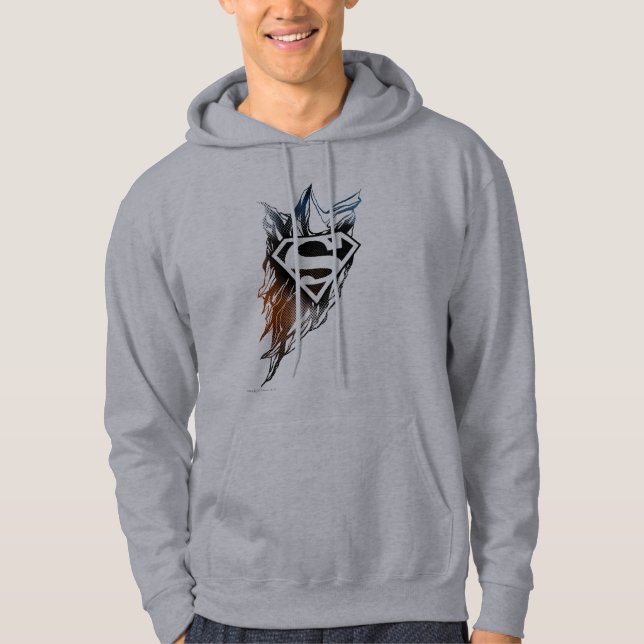 Superman Stylised | Blue Orange Logo Hoodie (Front)