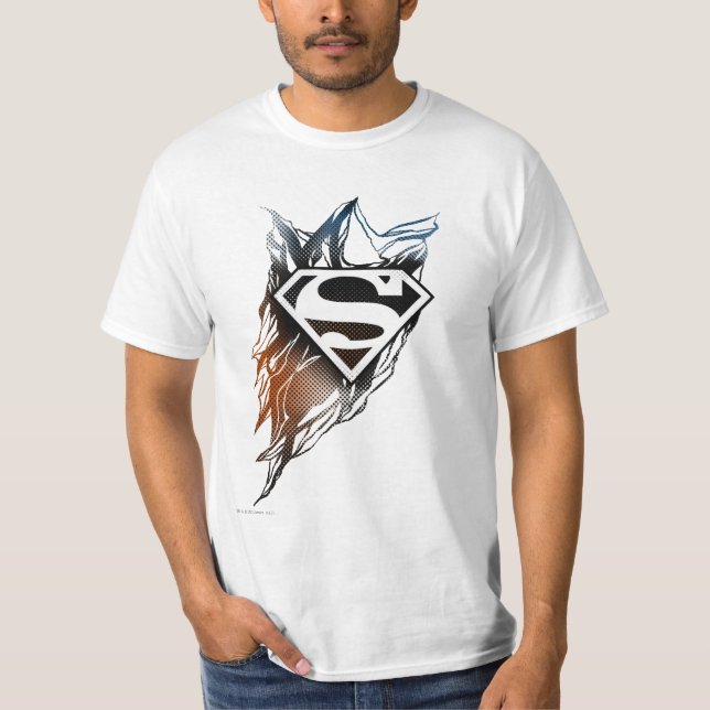 Superman Stylised | Blue Orange Logo T-Shirt (Front)