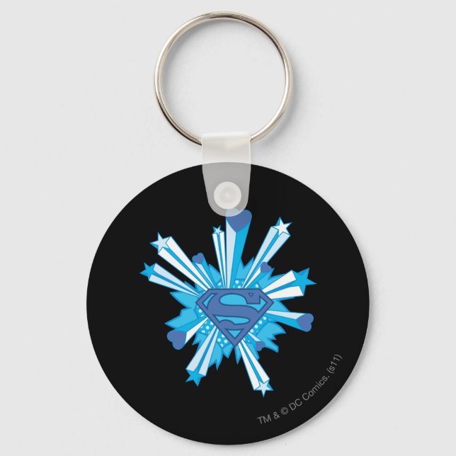 Superman Stylised | Blue Shield Hearts Logo Key Ring (Front)