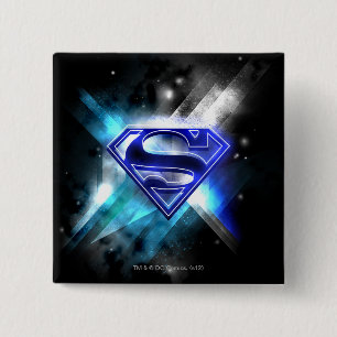 Superman Stylised Blue White Crystal Logo 15 Cm Square Badge