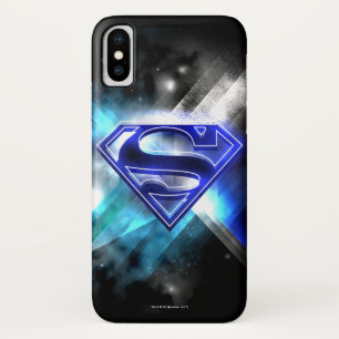 Superman Stylised   Blue White Crystal Logo iPhone X Case