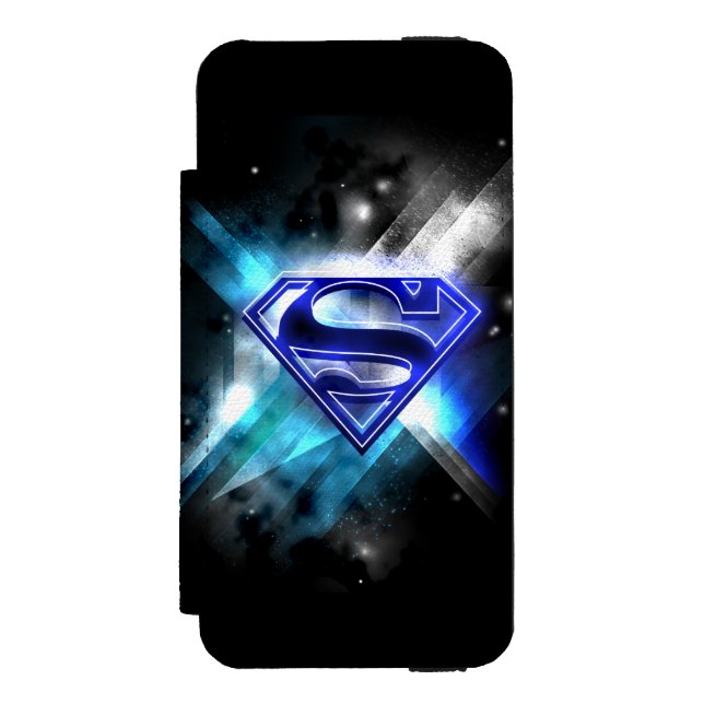 Superman Stylised | Blue White Crystal Logo Incipio iPhone Wallet Case (Folio Front)