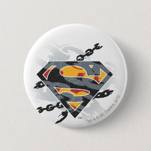 Superman Stylised   Chains Logo 6 Cm Round Badge