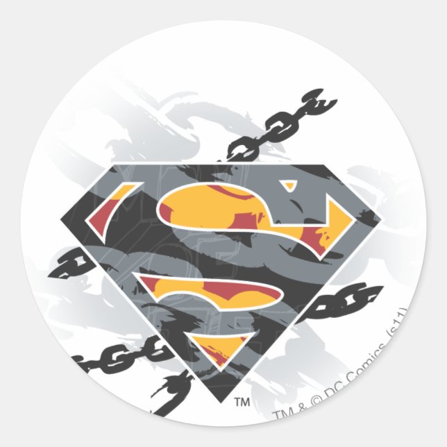 Superman Stylised | Chains Logo Classic Round Sticker (Front)