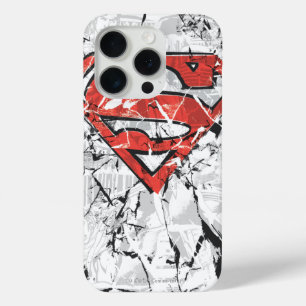 Superman Stylised Crumpled Comic Logo iPhone 15 Pro Case