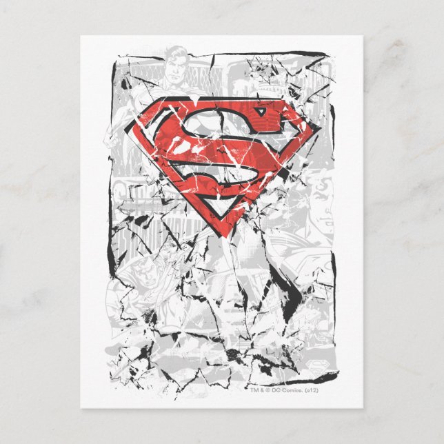 Superman Stylised | Crumpled Comic Logo Postcard (Front)