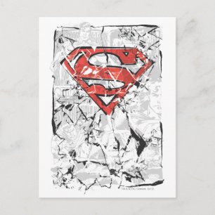 Superman Stylised   Crumpled Comic Logo Postcard