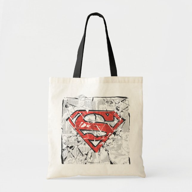 Superman Stylised | Crumpled Comic Logo Tote Bag (Front)