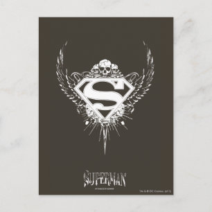 Superman Stylised Dark Brown Background Logo Postcard